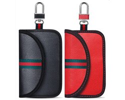 2 stuks RFID beschermhoes autosleutel - 12.5*8 cm faraday box - Keyless Entry Anti-Diefstal - RFID Telefoonsignaal Blokkerende Tas - Autosleutel Anti-Diefstal Case - Signaal Blokkerende Autosleutel Case -Eén zwart - één rood