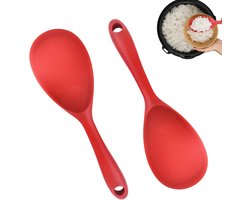 2 stuks Rijstlepel - Serveerlepels - Rijstlepel Siliconen - Rijst Opscheplepel - rijstkoker met antiaanbaklaag - keukengereedschap - Kookgereedschap - Rood