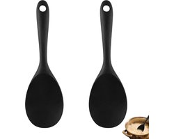 2 stuks Rijstlepel - Serveerlepels - Rijstlepel Siliconen - Rijst Opscheplepel - rijstkoker met antiaanbaklaag - keukengereedschap - Kookgereedschap - Zwart
