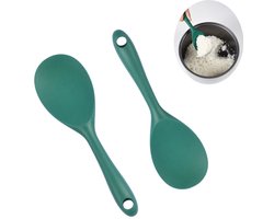 2 stuks Rijstlepel - Serveerlepels - Rijstlepel Siliconen - Rijst Opscheplepel - rijstkoker met antiaanbaklaag - keukengereedschap - Kookgereedschap - Groen