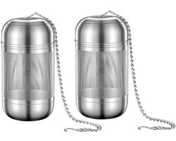2 stuks - roestvrijstalen kruidenbal, roestvrijstalen thee-ei, losse thee-eizakken voor het koken, thee-infusers voor losse thee, theezeefjes met schroefdraad, pekelmand, mesh-thee, huishoudelijke soep, 8*4 cm, 316 roestvrij staal