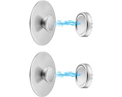 2 stuks - Roestvrijstalen magnetische zeephouder - Muurbevestigde keuken- en badkamermagneetzeephouder - Bespaar ruimte - Zilver