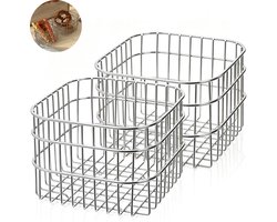 2 stuks - roestvrijstalen opbergmand - diverse opbergmand - opbergmand - stevig en duurzaam - antislip - 13×13×10 cm‑voor bureau, keuken, kaptafel, badkamer - zilver