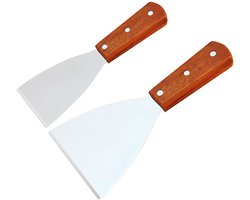 2 stuks roestvrijstalen spatels met handvat- multifunctionele deegkrabberset voor pizza- steak en gebak- keukengereedschap groot en klein