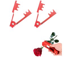2 stuks - rozendoornverwijderaar - Rozendoornverwijderaar - Rozenbladverwijderaar - Bloemensnoeischaar - Tuingereedschap - Zacht voor bladeren - Sterk en duurzaam - Rood - 14 cm - Geschikt voor thuis en bloemist