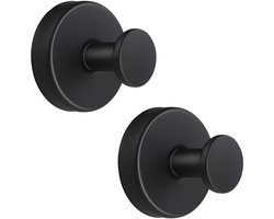 2 Stuks Rvs Badkamer Handdoek Haak Zuignap Houder Utility Douche Haken Hanger voor Handdoek Opslag Keukengerei Vacuüm Zuignap Haken, Mat Zwart Suction Towel Hooks Hanger