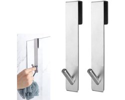 2 stuks - RVS verlengde douchedeurhaak - Overhead deurhaak - Geen boren nodig - Voor badkamer frameloze glazen douchedeur, handdoekhaak, douche, glazen wand, douchehaak - Zilver - 7 inch