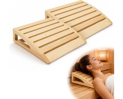 2 stuks sauna-hoofdsteunen, hout, ergonomische saunakopsteun, hout, met gebogen rugleuning en neksteun, hoofdsteun, sauna, hout, voor alle soorten sauna's