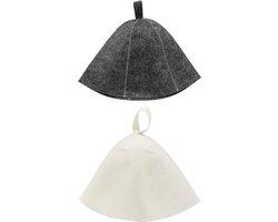 2 stuks saunahoed (grijs en wit) van vilt voor sauna, hoed, badmuts, vilten saunahoedset, voor thuis, op reis, in hotels, sauna's en meer