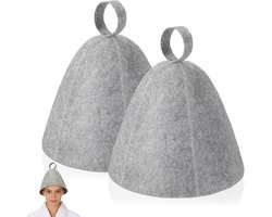 2 stuks - Saunahoed - Saunamuts - Vilten Saunahoed - vilten saunamutsen - saunamuts tegen hitte - vilten muts - muts - sauna-accessoiresets - voor sauna's, stoombaden, warmwaterbronnen - voor mannen en vrouwen - grijs