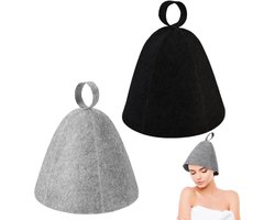 2 stuks - Saunahoed - Saunamuts - Vilten Saunahoed - vilten saunamutsen - saunamuts tegen hitte - vilten muts - muts - sauna-accessoiresets - voor sauna's, stoombaden, warmwaterbronnen - voor mannen en vrouwen - grijs, zwart
