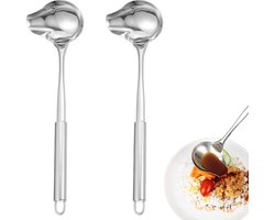 2 stuks sausplepels - soeplepel - klein - sauslepel met schenktuit - gietlepel - roestvrij staal - voor sauzen - dressings - kookgerei