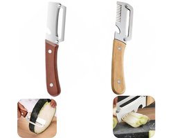 2 stuks schiller - uiensnijder - fruitschiller - groenteschiller - pompoenschiller - wasbaar - herbruikbaar - met handvat - metalen snijdtijger - keukenaccessoires - geschikt voor fruit, groenten, keuken (meerkleurig, 19*4cm)