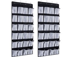 2 stuks - Schoenenzak hangend - Schoenen opberger - 48 vakken - Organizer voor aan de deur - BH Organizer - BH Verdeler voor in Kast - Kast Organizer - Hangende Opberger - Oplossing voor rondslingerende schoenen - Opbergen van Schoenen aan Deur