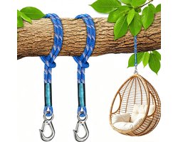 2 stuks - schommel bevestiging boom - schommel - schommel bevestiging - schommelbevestiging boom - 90cm - hangmatriemen - ophangriem - verbinding riemen - ophangband - ophangband hangmat - ophangband leer - blauw