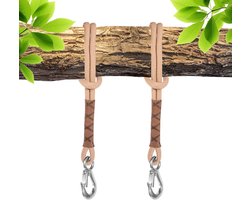 2 stuks - schommelbevestiging boom - schommel bevestiging boom - schommel bevestiging - schommel - hangmat - ophang touw - instelbaar - hangstoel - riem met karabijnhaak - boomschommel - 60 cm - schommelaccessoires - tuinbevestiging