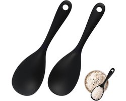 2 stuks serveerlepels van siliconen, anti-aanbakrijstlepels voor rijstkokers, aardappelpuree en kleverige gerechten, hittebestendige keukenlepel voor koken en roeren zonder krassen in potten en pannen