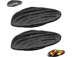 2 stuks - Sieradenbakje - Sieradenschaal - Decoratief bakje - Sleutelbakje - Sleutelhouder voor de hal - Decoratieve ornamentenschaal - Onregelmatig gevormd bord - zwart - Geschikt voor het serveren van eten in de keuken en het opbergen van sieraden