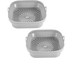 2 Stuks Silicone Air Fryer Liners - Grijze Voedselkwaliteit - Vetvrije Air Fryer Vervangende Wegwerppapier Liner - Silicone Vouwpan voor Oven en Bakken