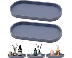 2 Stuks Silicone Badkamer Tray - 25 X 11cm Badkamer Tray - Grijze Decoratieve Tray voor Badkamer - Vochtbestendige Opslag Tray voor Zeep - Kleine Tray voor Vanity - Handdoekhouder
