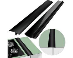 2 stuks siliconen afdekplaatjes voor aanrechtbladen, keukenapparatuur, wasmachine en fornuis, gemakkelijk schoon te maken, 53 cm (zwart)