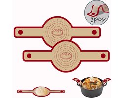 2 stuks - Siliconen bakmat - Bakmat - Broodbakmat - Sling bakmat - Lange handvatten deegmat - siliconenmateriaal - Rood