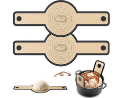 2 stuks - Siliconen bakmat - Bakmat - Broodbakmat - Sling bakmat - Lange handvatten deegmat -siliconenmateriaal - Zwart