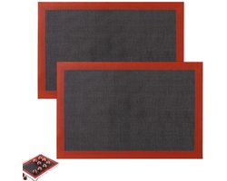 2 stuks - siliconen bakmat - bakvel oven - broodbakmat - geperforeerde bakmat - Siliconen Bakmat Met Rood Rand - siliconen bakmat - geperforeerde bakmat - oven bakmat - Anti-Aanbak Perforatie Bakvel voor Brood Koekjes en Gebak Ovengebruik