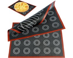 2 stuks - siliconen bakmatten - 30x40cm - antislip micro-geperforeerde ovenmat - siliconen koekjes bakmat - pizza en cake bakplaat mat - oven bakgereedschap - zwart+rood