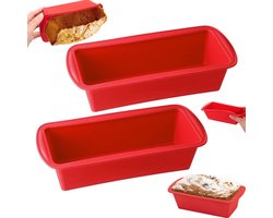2 stuks - Siliconen bakvorm voor cake - Cakevorm - Broodvorm - Siliconen Bakvorm Rechthoek - Siliconen bakvorm - Siliconen mal - Sandwichbroodvorm - Flexibele Siliconen Cakevorm - Siliconen materiaal - Rood - Geschikt om te bakken