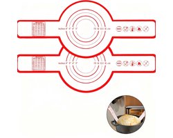 2-stuks Siliconen brooddrager - Siliconen bakdrager - Bakmat voor Dutch oven - Herbruikbare broodmat - Antiaanbaklaag en gemakkelijk schoon te maken - Met verlengde handgreep - Geschikt voor ovens en het overbrengen van zuurdesem - Rood