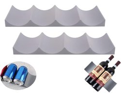 2 stuks siliconen flessenhouders - Koelkastorganizer voor wijn, bier en flessen - Opbergrek voor koelkast, voorraadkast of bar - Universele flessenopbergers - Grijs