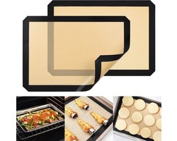2 stuks siliconen herbruikbare bakmat, koekjesvellen voor bakken, antiaanbaklaag - voedselkwaliteit, ovenbakplaat voor het maken van brood, koekjes, bitterkoekjes (zwart 30 x 20 cm)