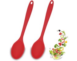 2 stuks - Siliconen Lepelset - Anti-aanbaklaag - Hittebestendig - Roerlepel - Kooklepel - Opscheplepel - Sauslepel - Serveerlepel - Lepels - Roeren - Opscheppen - Keukengerei - Vaatwasbestendig - Rood