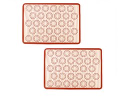 2 stuks Siliconen macaron bakmat - 42 x 29,5 cm - Antiaanbakmat - Antislip - Wasbare - Herbruikbare - Voor bitterkoekjes/cake/brood maken - Anti-aanbak siliconen macaron bakplaat - Rood