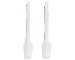 2-stuks Siliconen spatel - Siliconen boterspatel - Jamsmeerder - Ontbijtbroodsmeerder - Taartgereedschap - Blikjesschraper - Met standaard - Klein keukengereedschap - Geschikt voor cake, room, boter, jam - Wit
