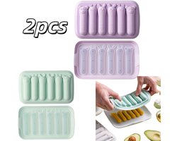 2 stuks Siliconen vorm met 6 gaten voor worstjes en hotdogs - gemakkelijk te ontvormen - bakvorm - dessertvorm - 18*10,8*3,8 cm - geschikt voor thuisgebruik - paars, groen