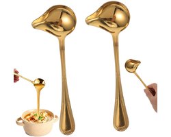 2 stuks - Soeplepel groot - opscheplepel - schenk lepel - schenk lepel lang - dessertlepels - sauslepel - soeplepel rvs - sauslepel - Goud - Geschikt voor hete pannen en stoofschotels - praktisch en multifunctioneel keukengereedschap
