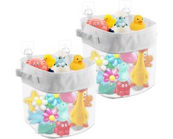 2 stuks - Speelgoedorganizer voor in bad - Speelgoedcontainer voor in bad - Opbergzakken voor speelgoed in bad - Hangende organizer voor wieg en bad - Opbergruimte voor organisatie - Wit - Voor badkamer, babykamer