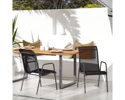 2 stuks, staal en textiel, zwart, terrasstoelen, vrijetijdsstoelen, balkonstoelen, terrasstoelen, terrasstoelen, terrasstoelen, terrasstoelen