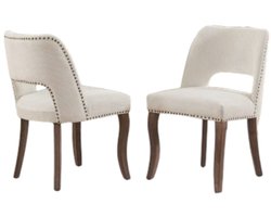 2 stuks - Stapelbare houten eetkamerstoelen moderne gestoffeerde eetkamerstoelen - keukenstoelen - eetkamerstoelen in landelijke stijl - beige