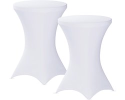 2 Stuks - Statafelrok - 80 x 80 x 110cm - Statafelhoes - Stretch Rok - Tafelhoes - Staantafelhoes - Stretch Sta Tafelrok voor Statafel - Polyester - Feest decoratie geschikt voor horeca - Voor binnen en buiten - Wasbare en Elastische stof - Wit