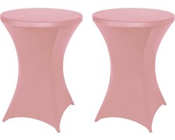 2 Stuks - Statafelrok - 80 x 80 x 110cm - Statafelhoes - Stretch Rok - Tafelhoes - Staantafelhoes - Stretch Sta Tafelrok voor Statafel - Polyester - Feest decoratie geschikt voor horeca - Voor binnen en buiten - Wasbare en Elastische stof - Roze