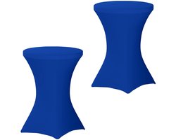 2 Stuks - Statafelrok - 80 x 80 x 110cm - Statafelhoes - Stretch Rok - Tafelhoes - Staantafelhoes - Stretch Sta Tafelrok voor Statafel - Polyester - Feest decoratie geschikt voor horeca - Voor binnen en buiten - Wasbare en Elastische stof - Blauw