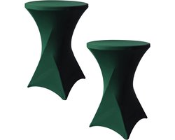 2 Stuks - Statafelrok - 80 x 80 x 110cm - Statafelhoes - Stretch Rok - Tafelhoes - Staantafelhoes - Stretch Sta Tafelrok voor Statafel - Polyester - Feest decoratie geschikt voor horeca - Voor binnen en buiten - Wasbare en Elastische stof - Groen