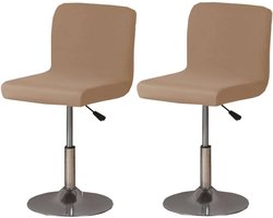 2 Stuks - Stoelhoes - Stoelhoezen Stretch - Antislip Stoelbekleding - Barkrukkenhoezen - Bureaustoelhoes - Hoezen Voor Barkrukken - Afneembare stoelhoes - Wasbare Stoelhoezen - Geschikt voor hoge barkrukken - Universeel - Polyester - Kameel