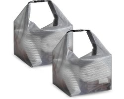2 stuks - Strandtas - Toilettas - Douchetas - Zwemtas - Reistas - Make-uptas - Opbergtas - Cosmetische tas - Transparante toilettas - Met handvat - Waterdichte - voor badkamer, reizen, kamperen, strand, zwembad en sportschool - 35*15.5*27.5cm - grijs