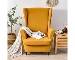 2 Stuks Stretchoezen voor Oorfauteuil - Hoes voor Fauteuil met Los Kussen - Khaki