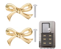 2 stuks - strikvormige messing ladeknoppen - messing strik kastknoppen - decoratieve handgrepen - deurgrepen - voor thuis, keuken, garderobekast, kledingkast, dressoir en ladegrepen - gouden