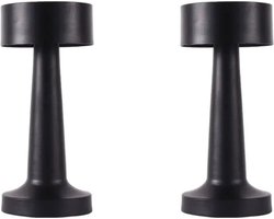 2 Stuks - Tafellamp Oplaadbaar – Nachtlamp Slaapkamer – Bureaulamp - Draadloos en dimbaar - 21 cm – Zwart